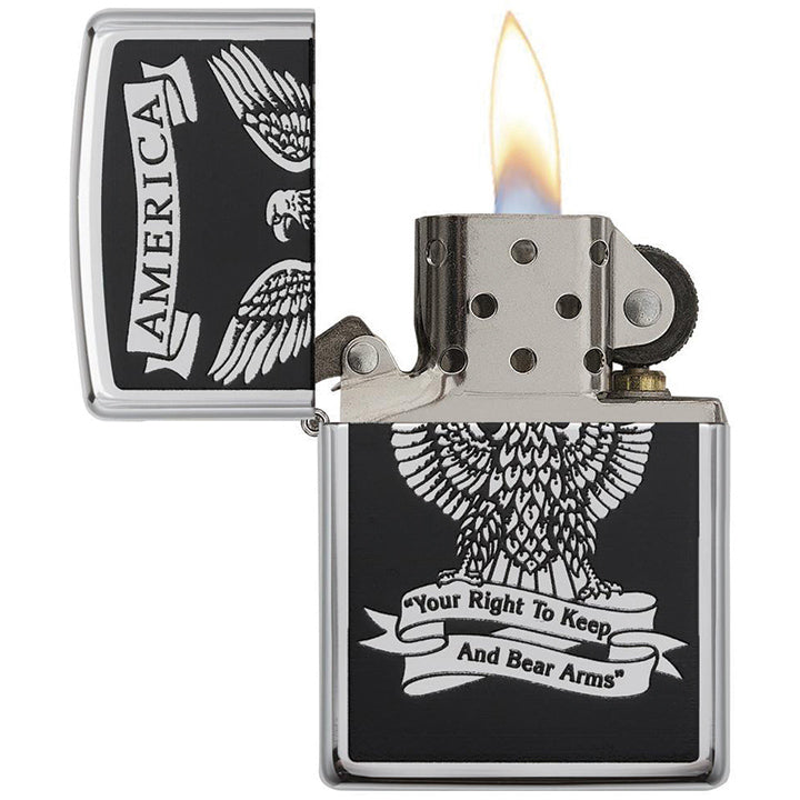Zippo Windproof Lighter Black & L&M White Americana Eagle High Polish Chrome