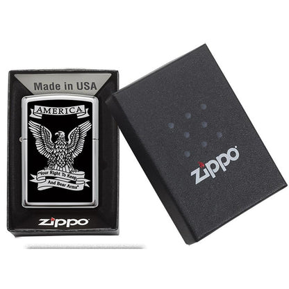 Zippo Windproof Lighter Black & L&M White Americana Eagle High Polish Chrome