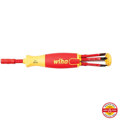 Wiha SlimLine Insulated 6-IN-1 Multi-Driver (7 Piece) - Slotted/Phillips/Square