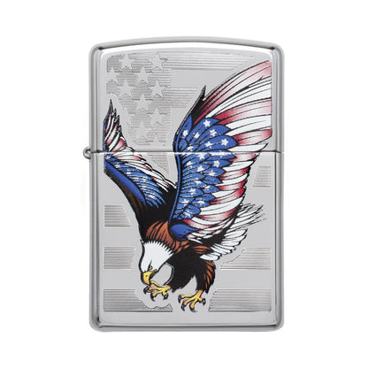 Zippo Windproof Lighter E-Star Award L&M w/Patriotic Eagle Flag High Polish Chrome