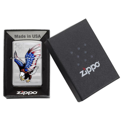 Zippo Windproof Lighter E-Star Award L&M w/Patriotic Eagle Flag High Polish Chrome