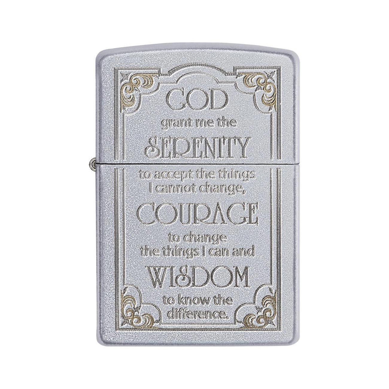 Zippo Windproof Lighter Serenity L&M Prayer Satin Chrome Finish