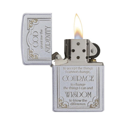 Zippo Windproof Lighter Serenity L&M Prayer Satin Chrome Finish