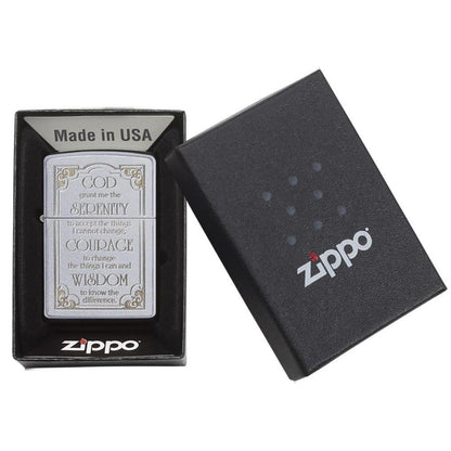 Zippo Windproof Lighter Serenity L&M Prayer Satin Chrome Finish