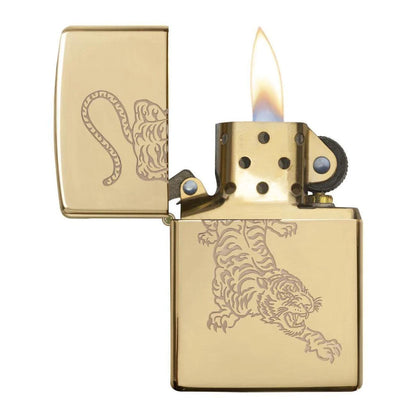Zippo Windproof Lighter - Tiger Design Gold