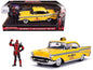 1957 Chevrolet Bel Air Taxi Yellow with Deadpool Diecast Figurine "Marvel" Series 1/24 Model Car by Jada <h2>1957 Jada</h2> <p>High-quality perfect for collectors and enthusiasts. Features detailed in