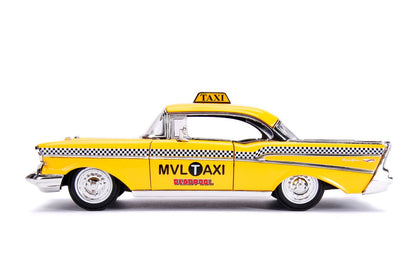 1957 Chevrolet Bel Air Taxi Yellow with Deadpool Diecast Figurine "Marvel" Series 1/24 Model Car by Jada <h2>1957 Jada</h2> <p>High-quality perfect for collectors and enthusiasts. Features detailed in