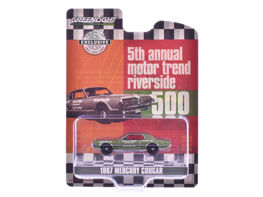 1967 Mercury Cougar "Riverside 500 Official Pace Car - Motor Trend Magazine Car of the Year" Green Metallic "Hobby Exclusive" Series 1/64 T&y Diecast Model Car by Greenlight