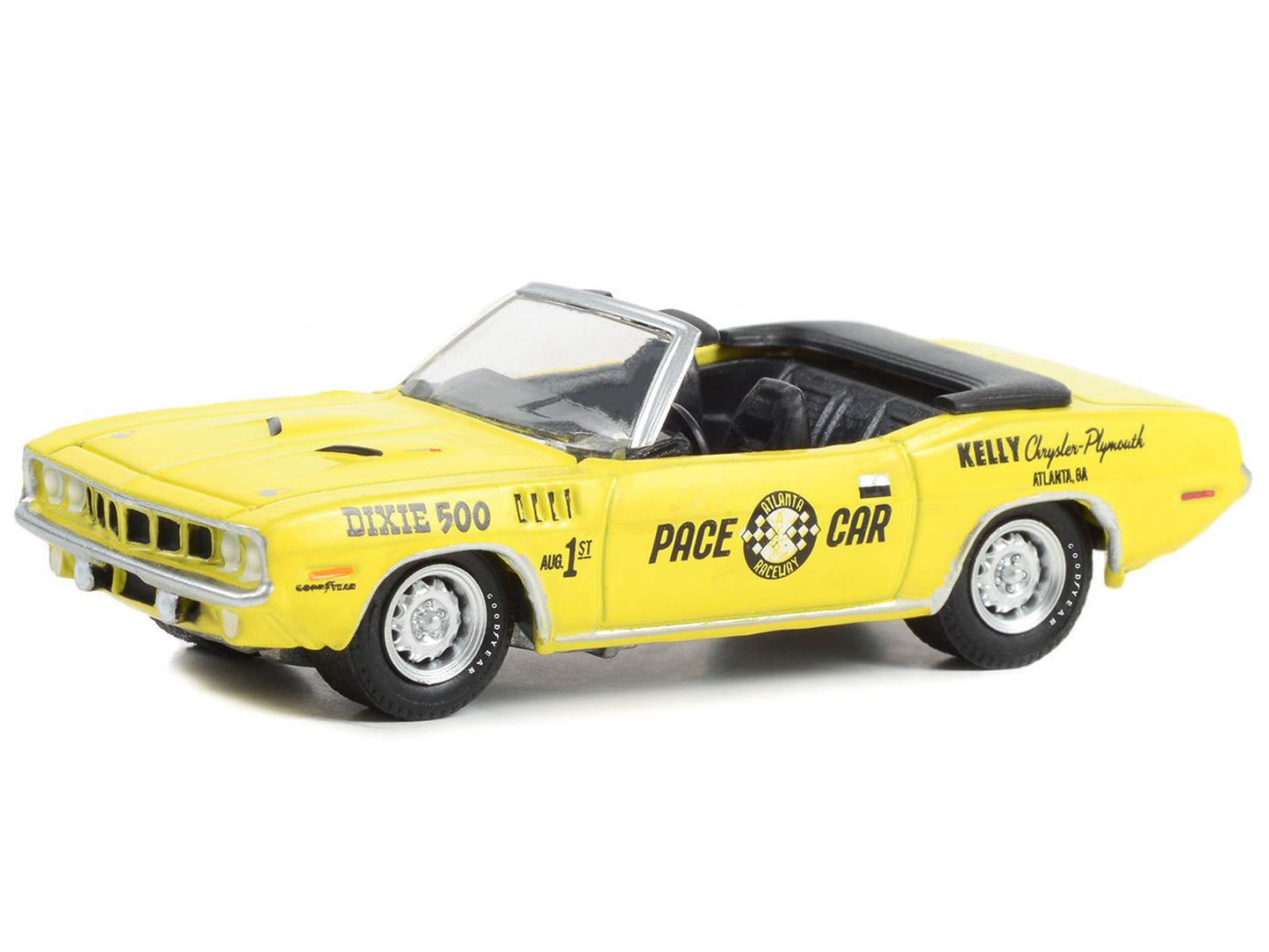 GreenLight 1971 Plymouth Barracuda Convertible "Dixie 500 Pace Car" Yellow "Hobby Exclusive" Series 1/64 Diecast Model Car by <h2>1971 Greenlight</h2> <p>High-quality perfect for collectors and enthus