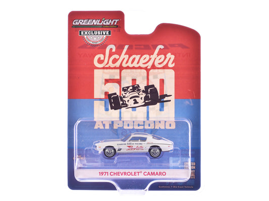 1971 Chevrolet Camaro "1971 Schaefer 500 at Pocono Raybestos Official Pace Car" White with White Interior "Hobby Exclusive" Series 1/64 T&y Diecast Model Car by Greenlight