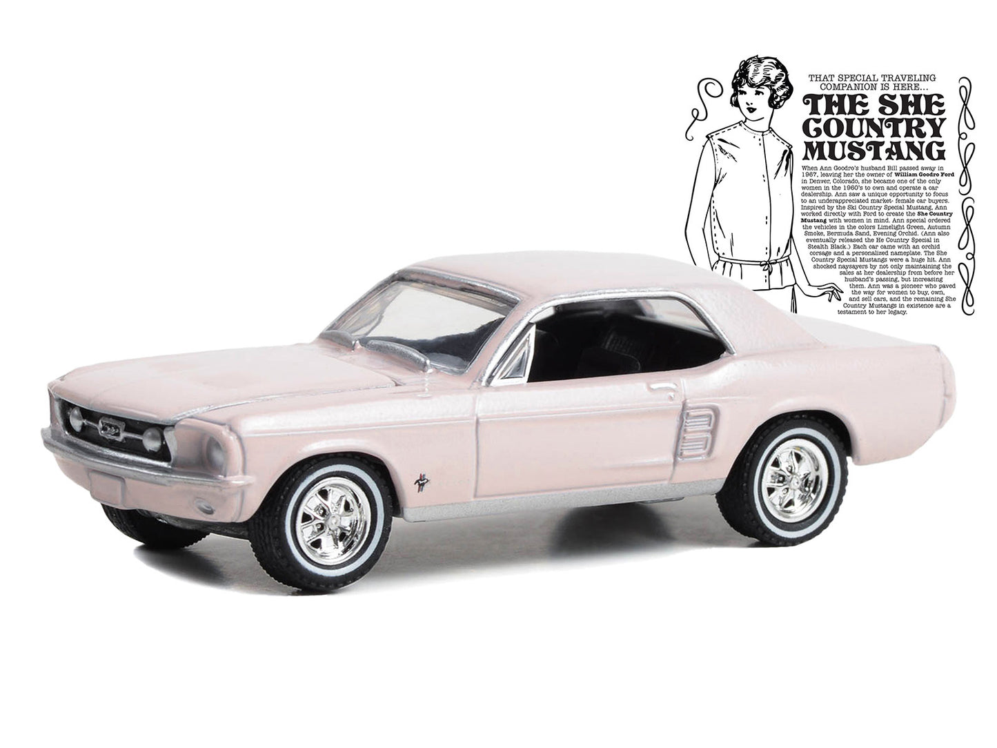 GreenLight 1967 Ford Mustang Coupe "She Country Special - Bill Goodro Denver Colorado" Bermuda Sand "Hobby Exclusive" Series 1/64 Diecast Model Car by <h2>1967 Greenlight</h2> <p>High-quality perfect