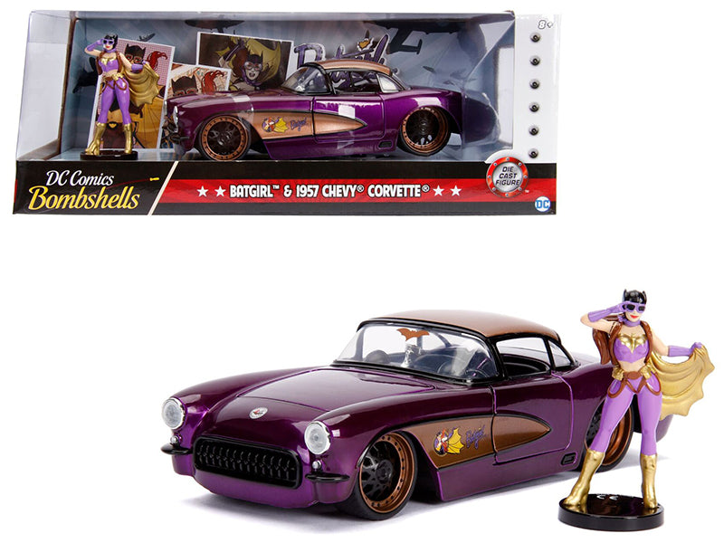 1957 Chevrolet Corvette Purple with Batgirl Diecast Figurine "DC Comics Bombshells" Series 1/24 Model Car by Jada <h2>1957 Jada</h2> <p>High-quality perfect for collectors and enthusiasts. Features de