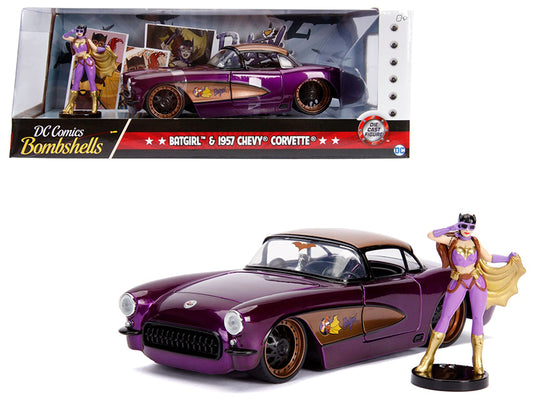 1957 Chevrolet Corvette Purple with Batgirl Diecast Figurine "DC Comics Bombshells" Series 1/24 Model Car by Jada <h2>1957 Jada</h2> <p>High-quality perfect for collectors and enthusiasts. Features de