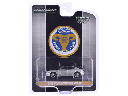 GreenLight 2018 Dodge Charger SRT 392 Silver Metallic with Black Stripe "Mr. Norm Heritage GSS Charger" "Hobby Exclusive" Series 1/64 Diecast Model Car by <h2>2018 Greenlight</h2> <p>High-quality perf