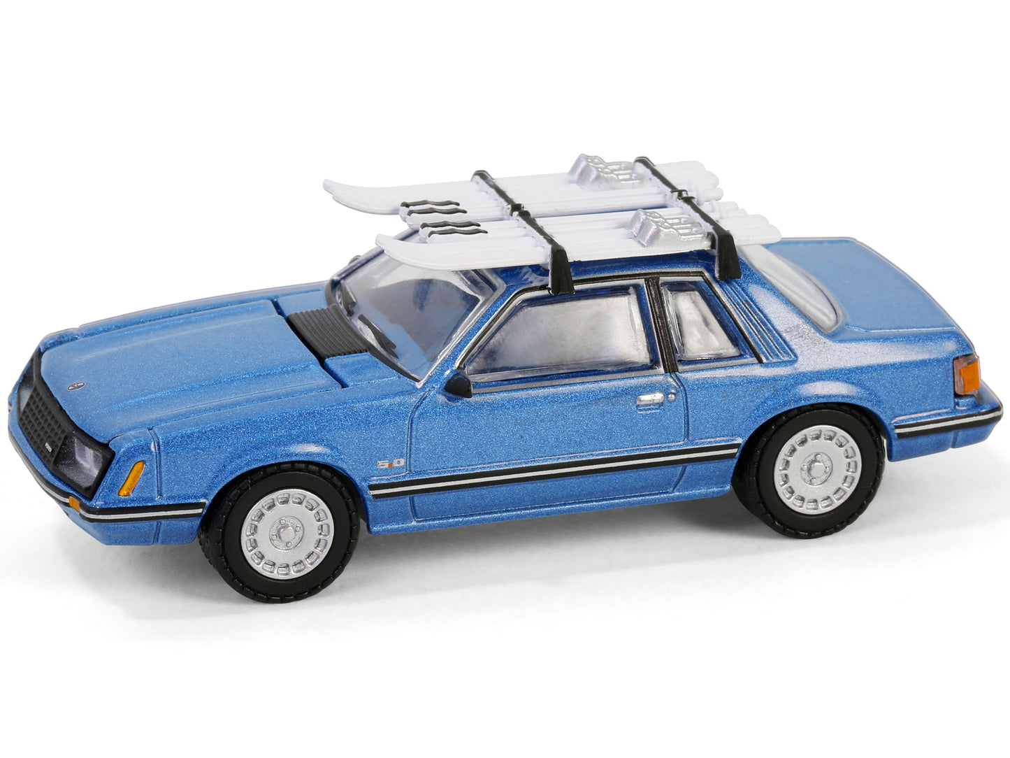 GreenLight 1981 Ford Mustang Ghia Coupe Blue Glow Metallic with Ski Roof Rack "Hobby Exclusive" Series 1/64 Diecast Model Car by <h2>1981 Greenlight</h2> <p>High-quality perfect for collectors and ent
