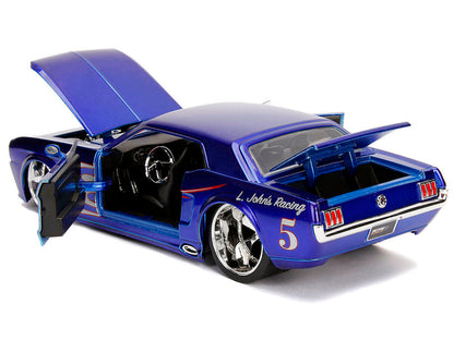 1965 Ford Mustang #5 "L. John's Racing" Candy Blue with Flame Graphics "Bigtime Muscle" Series 1/24 Diecast Model Car by Jada <h2>1965 Jada</h2> <p>High-quality perfect for collectors and enthusiasts.