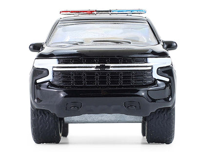 GreenLight 2024 Chevrolet Tahoe Police Pursuit Vehicle "Dover – 100th Anniversary Edition" Black with White Stripes "Hobby Exclusive" Series 1/64 Diecast Model Car by <h2>2024 Greenlight</h2> <p>High-