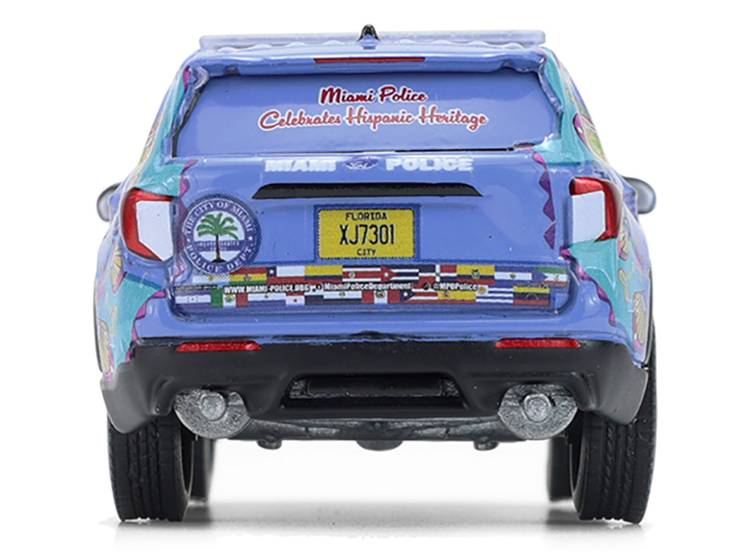 GreenLight 2022 Ford Police Interceptor Utility "Miami Department Hispanic Heritage Month" Blue with Graphics "Hobby Exclusive" Series 1/64 Diecast Model Car by <h2>2022 Greenlight</h2> <p>High-qualit