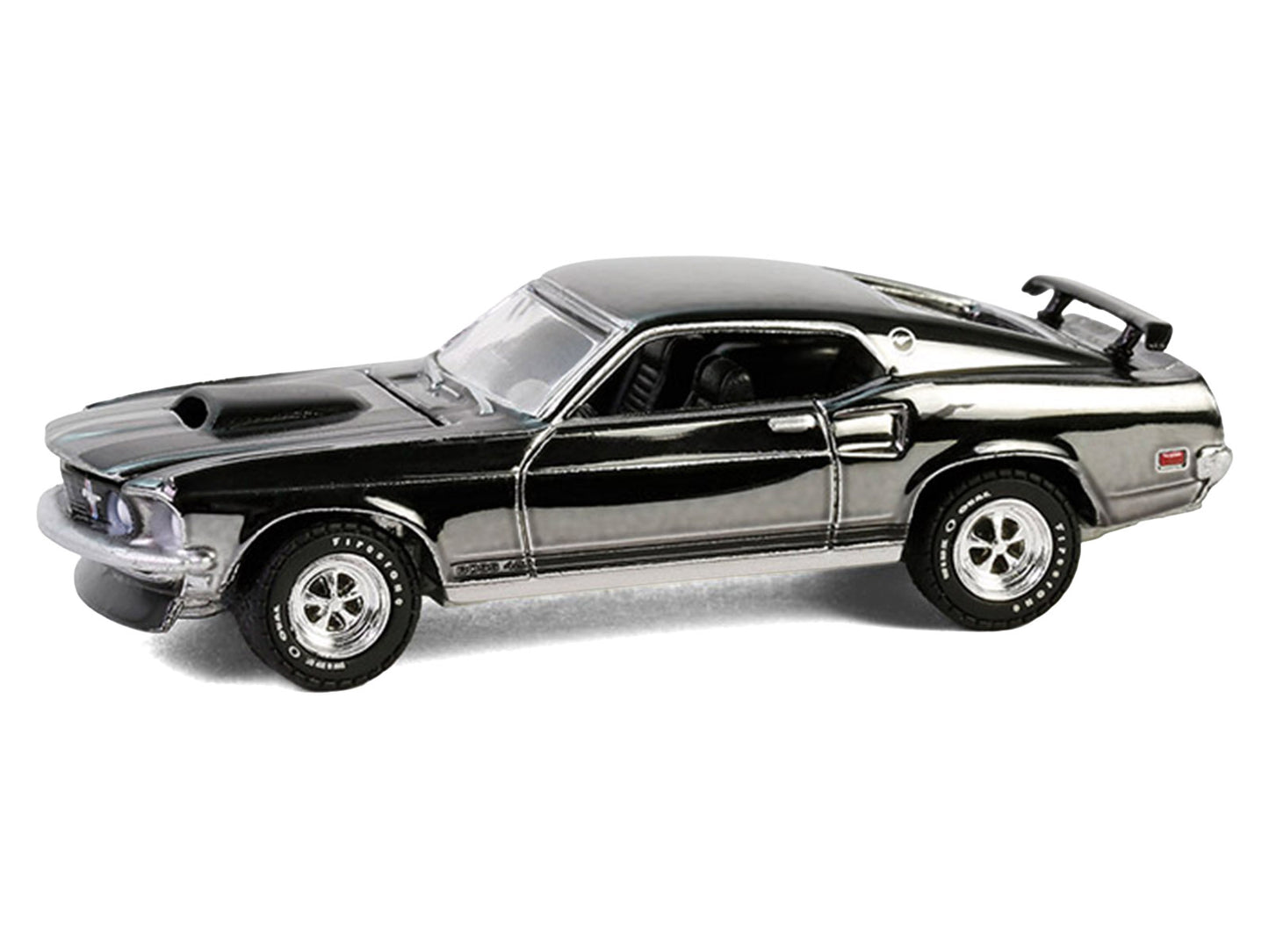 1969 Ford Mustang Boss 429 Silver Chrome Edition with Black Stripes "John Wick" (2014) Movie "Hobby Exclusive" Series 1/64 T&y Diecast Model Car by Greenlight