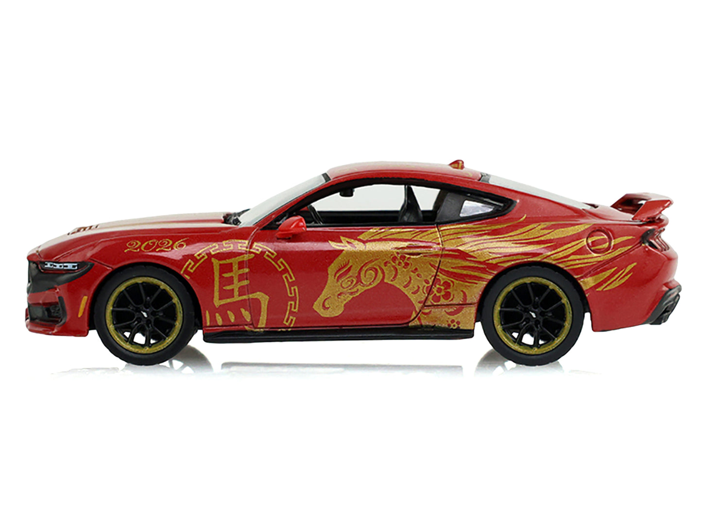 GreenLight 2024 Ford Mustang Dark Horse "Chinese Zodiac 2026 Year of the Horse" Red with Gold Graphics "Hobby Exclusive" Series 1/64 Diecast Model Car by <h2>2024 Greenlight</h2> <p>High-quality perfe