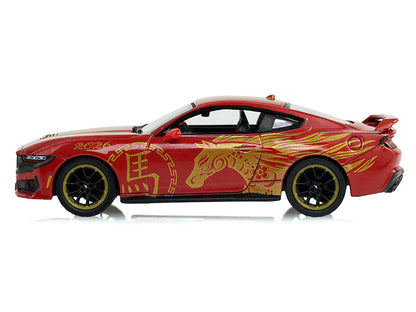 GreenLight 2024 Ford Mustang Dark Horse "Chinese Zodiac 2026 Year of the Horse" Red with Gold Graphics "Hobby Exclusive" Series 1/64 Diecast Model Car by <h2>2024 Greenlight</h2> <p>High-quality perfe