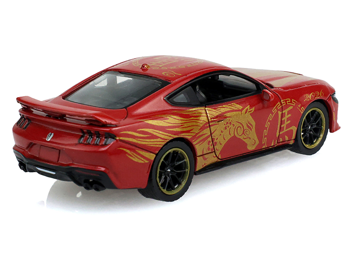 GreenLight 2024 Ford Mustang Dark Horse "Chinese Zodiac 2026 Year of the Horse" Red with Gold Graphics "Hobby Exclusive" Series 1/64 Diecast Model Car by <h2>2024 Greenlight</h2> <p>High-quality perfe