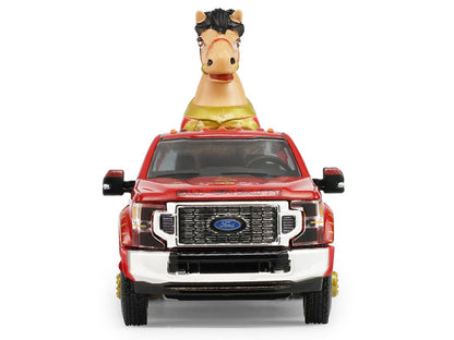 GreenLight 2022 Ford F-450 Dually Pickup Truck "Chinese Zodiac 2026 Year of the Horse" Red with Gold Graphics and Horse Figure "Hobby Exclusive" Series 1/64 Diecast Model Car by <h2>2022 Greenlight</h