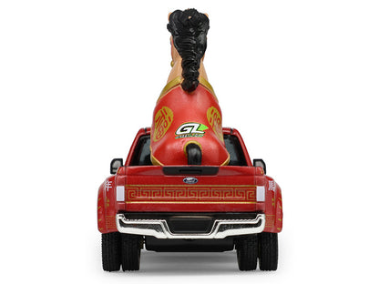 GreenLight 2022 Ford F-450 Dually Pickup Truck "Chinese Zodiac 2026 Year of the Horse" Red with Gold Graphics and Horse Figure "Hobby Exclusive" Series 1/64 Diecast Model Car by <h2>2022 Greenlight</h