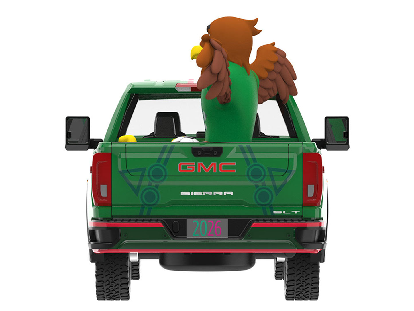 2022 GMC Sierra 3500 HD Pickup Truck Green with Mexican Soccer Graphics with Eagle Figure "International Soccer Celebration '26" Series 1/64 Diecast Model Car by Greenlight