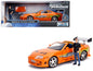 Toyota Supra Orange Metallic with Brian Diecast Figurine "Fast & Furious" Movie 1/24 Model Car by Jada <h2>Toyota Jada</h2> <p>High-quality perfect for collectors and enthusiasts. Features detailed in