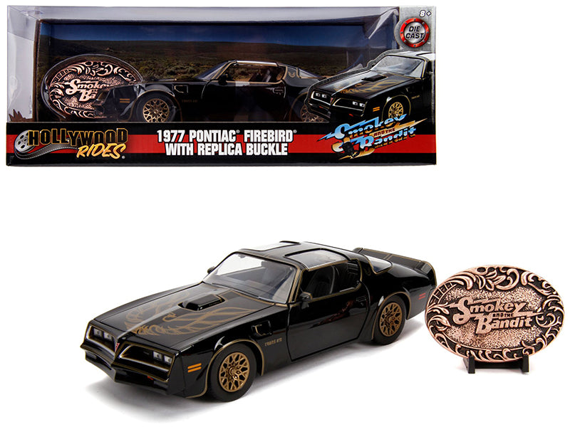 1977 Pontiac Firebird Trans Am Black with Replica Buckle "Smokey and the Bandit" (1977) Movie "Hollywood Rides" Series 1/24 Diecast Model Car by Jada <h2>1977 Jada</h2> <p>High-quality perfect for col