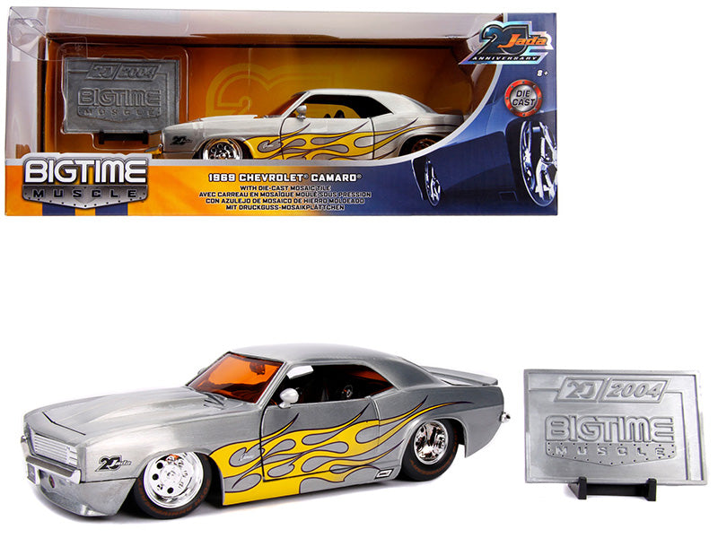 1969 Chevrolet Camaro Raw Metal with Yellow Flames "Bigtime Muscle" "Jada 20th Anniversary" 1/24 Diecast Model Car by Jada <h2>1969 Jada</h2> <p>High-quality perfect for collectors and enthusiasts. Fe