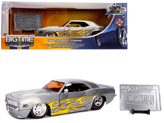 1969 Chevrolet Camaro Raw Metal with Yellow Flames "Bigtime Muscle" "Jada 20th Anniversary" 1/24 Diecast Model Car by Jada <h2>1969 Jada</h2> <p>High-quality perfect for collectors and enthusiasts. Fe