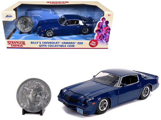 Billy's Chevrolet Camaro Z28 Dark Blue with Collectible Coin "Stranger Things" (2016) TV Series 1/24 Diecast Model Car by Jada <h2>Billy's Jada</h2> <p>High-quality perfect for collectors and enthusia