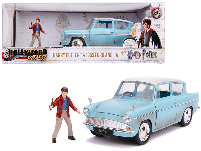 1959 Ford Anglia Light Blue (Weathered) with Harry Potter Diecast Figurine 1/24 Model Car by Jada <h2>1959 Jada</h2> <p>High-quality perfect for collectors and enthusiasts. Features detailed interior