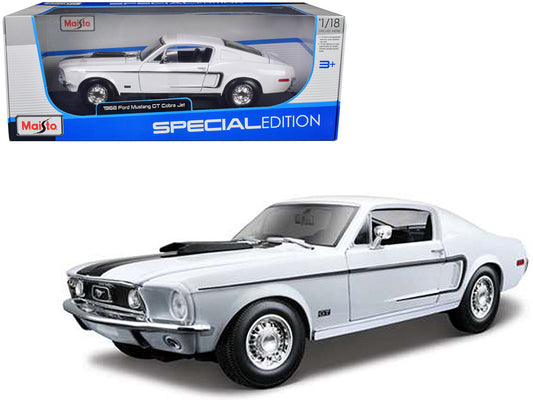 1968 Ford Mustang CJ Cobra Jet White 1/18 Diecast Model Car - Maisto