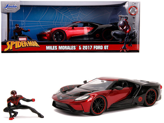 2017 Ford GT Miles Morales Diecast Figurine 1/24 Scale Figure Set - Jada
