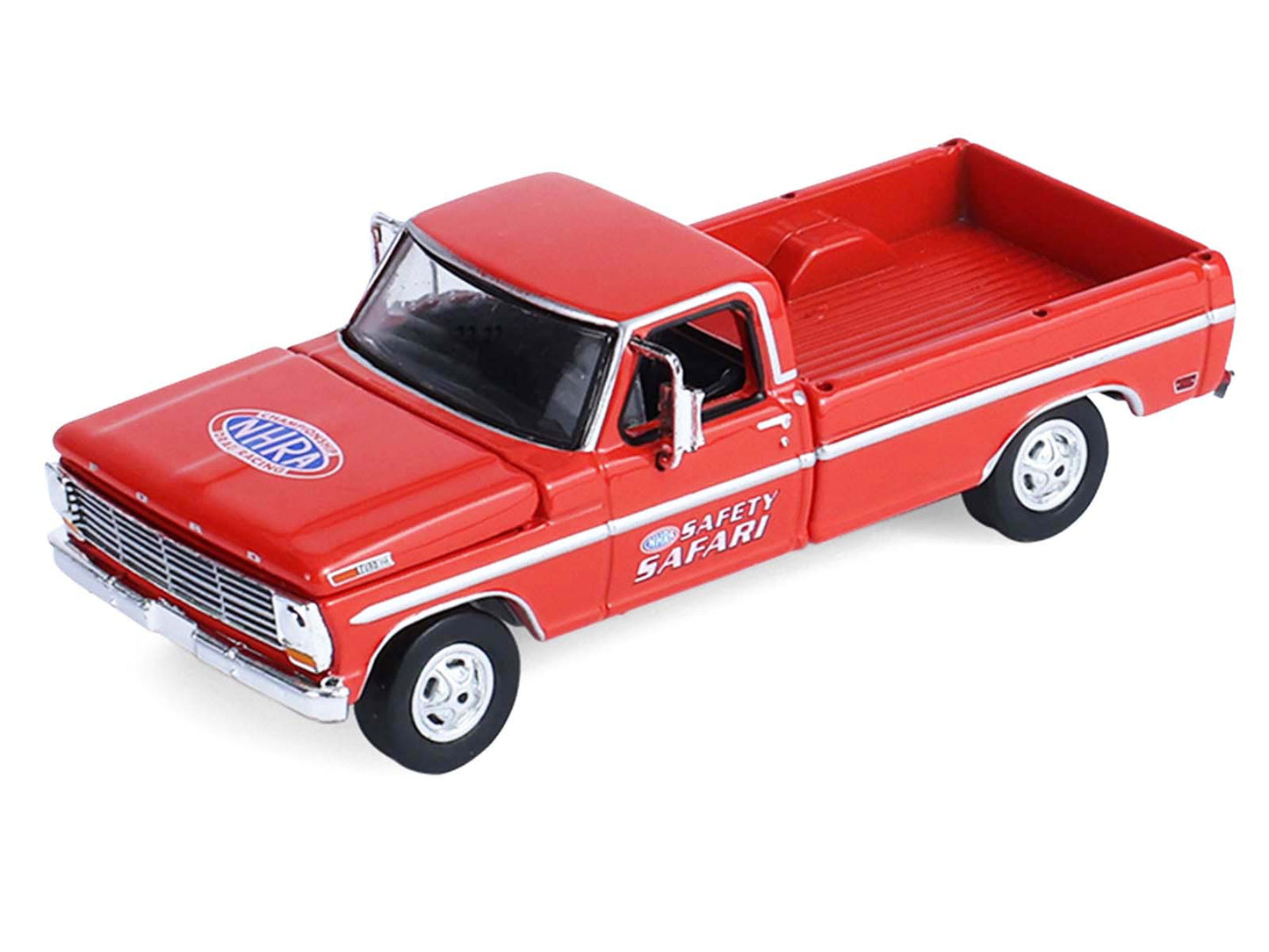 GreenLight 1969 Ford F-250 Pickup Truck Red and Chevrolet Camaro Z28 "Dan Fletcher" Orange with White Hood "NHRA Safety Team" Enclosed Car Trailer "Racing Hitch & Tow" Series 6 1/64 Diecast Model Cars
