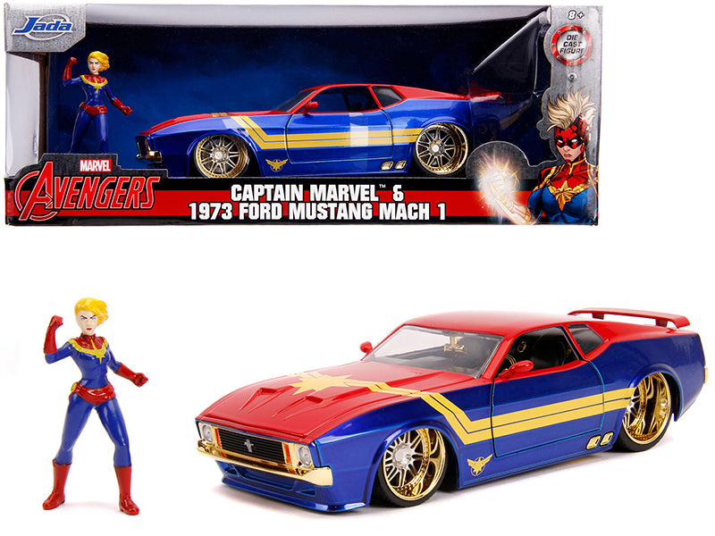 1973 Ford Mustang Mach 1 with Captain Marvel Diecast Figurine "Avengers" "Marvel" Series 1/24 Model Car by Jada <h2>1973 Jada</h2> <p>High-quality perfect for collectors and enthusiasts. Features deta