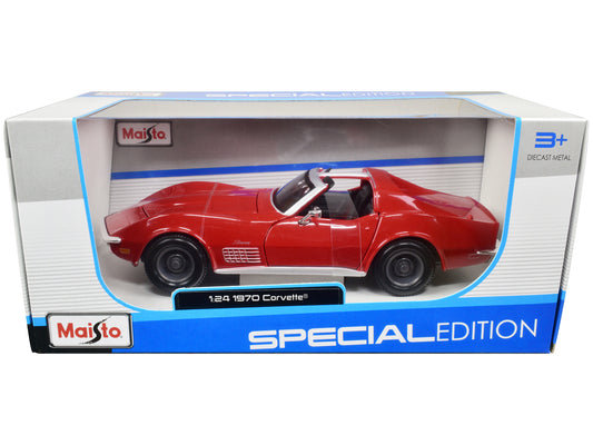 1970 Chevrolet Corvette Convertible Red 1/24 Diecast Model Car - Maisto