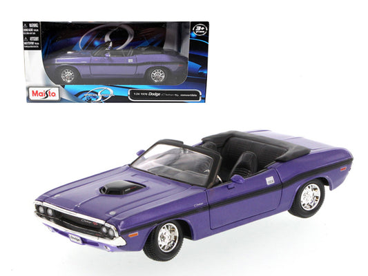 1970 Dodge Challenger R/T Convertible Purple 1/24 Diecast Model Car - Maisto