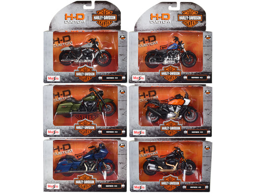 Harley-Davidson Motorcycles 6 piece Set Series 43 1/18 T&y Diecast Models by Maisto