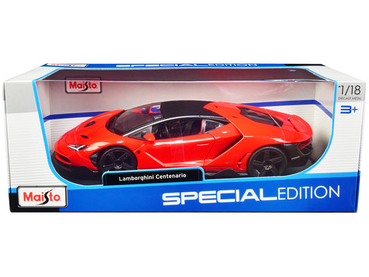 Lamborghini Centenario Orange with Matt Black Top 1/18 Diecast Model Car