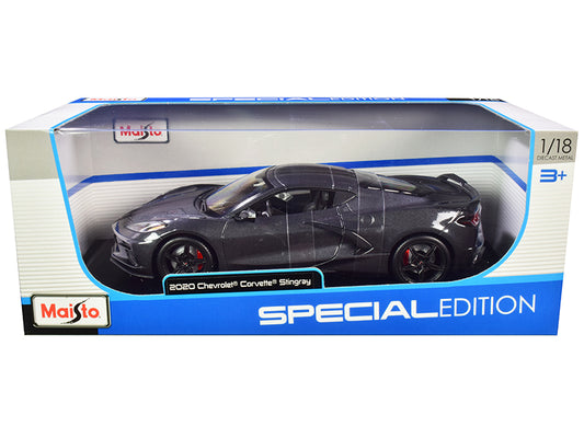 2020 Chevrolet Corvette Stingray C8 Dark Gray 1/18 Diecast Model Car - Maisto