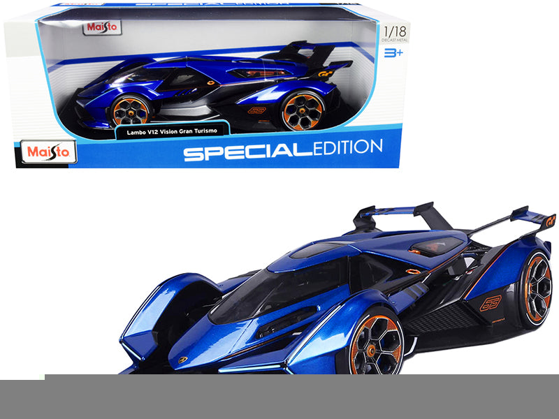 Lamborghini V12 Vision Gran Turismo Blue Metallic 1/18 Diecast Model Car by Maisto