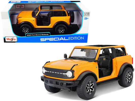 2021 Ford Bronco Badlands Orange Metallic 1/18 Diecast Model Car - Maisto