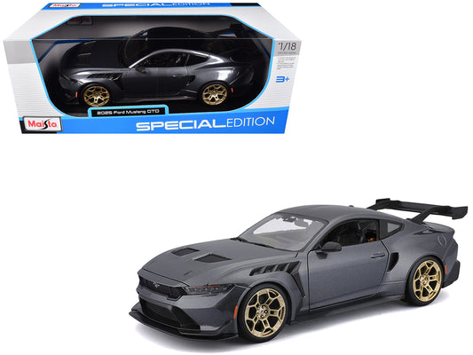 2025 Ford Mustang GTD Dark Gray Metallic with Black Top "Special Edition" Series 1/18 T&y Diecast Model Car by Maisto