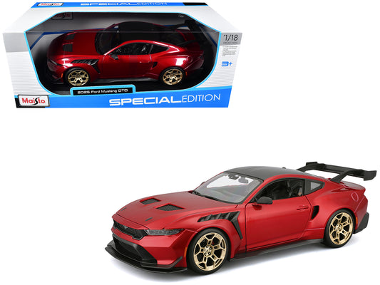 2025 Ford Mustang GTD Red Metallic with Black Top "Special Edition" Series 1/18 T&y Diecast Model Car by Maisto