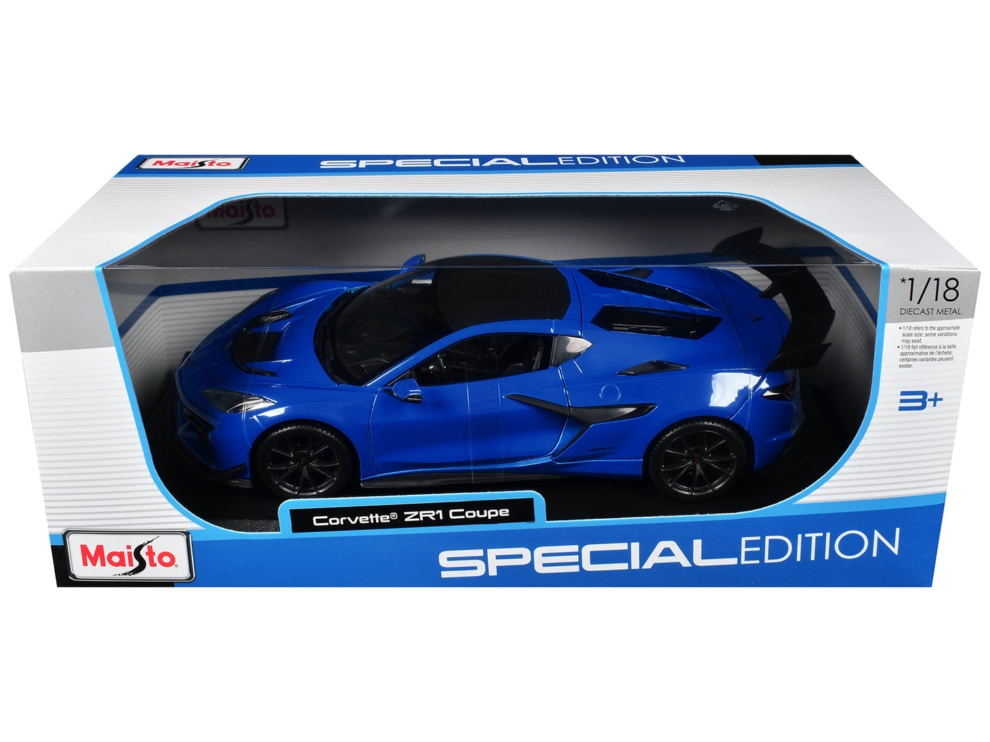 Chevrolet Corvette ZR1 Coupe Blue with Carbon Top "Special Edition" Series 1/18 Diecast Model Car by Maisto
