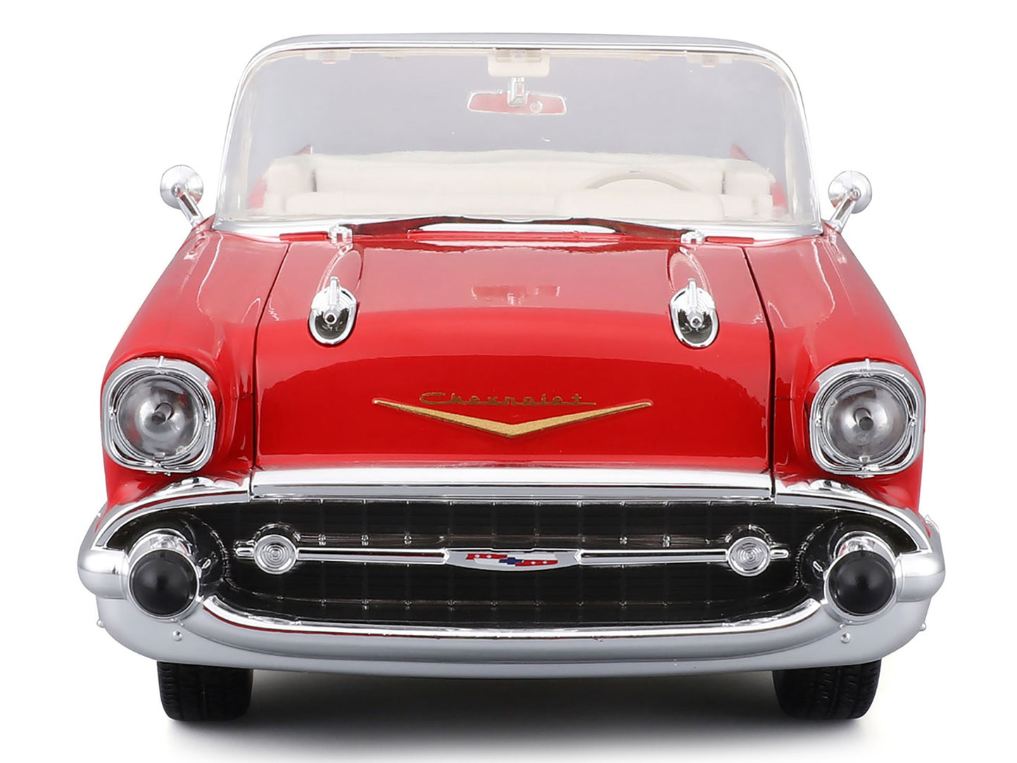1957 Chevrolet Bel Air Convertible Red with White Interior "Special Edition" Series 1/18 Diecast Model Car by Maisto